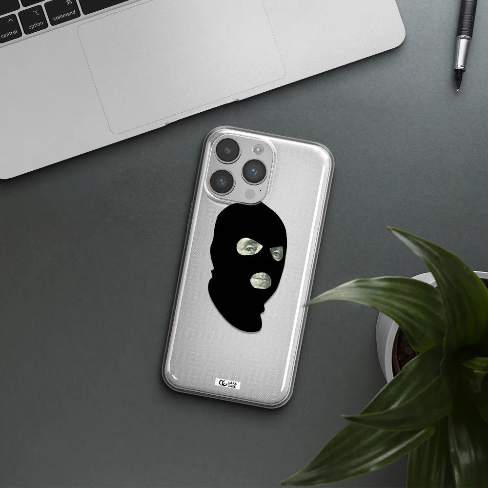 a person wearing a mask Apple iPhone 14 pro Clear TPU Case