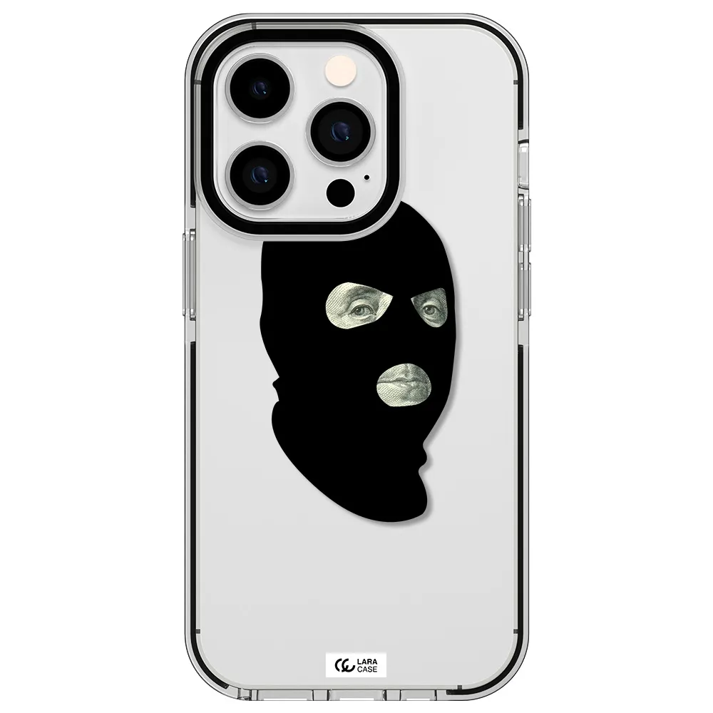 a person wearing a mask Apple iPhone 14 pro impact black border Case