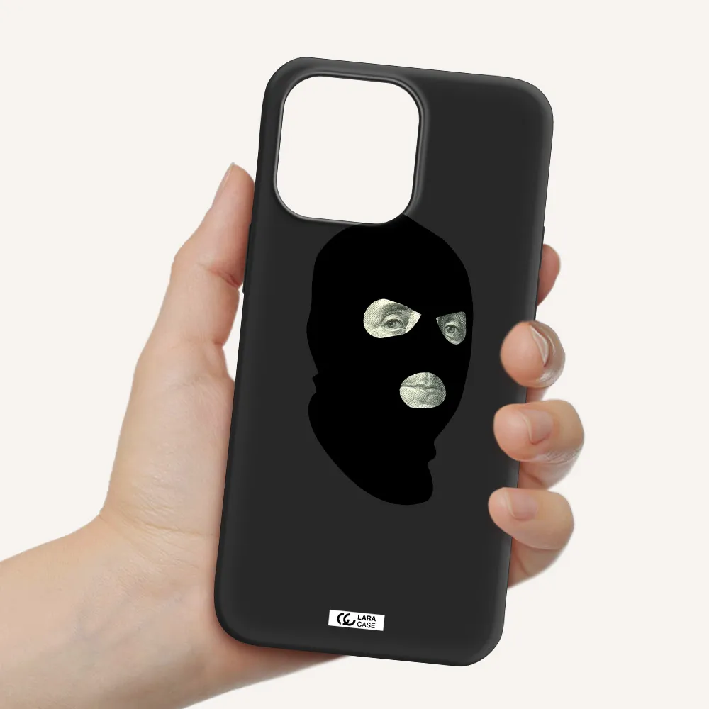 a person wearing a mask Apple iPhone 14 pro Silicone black Case