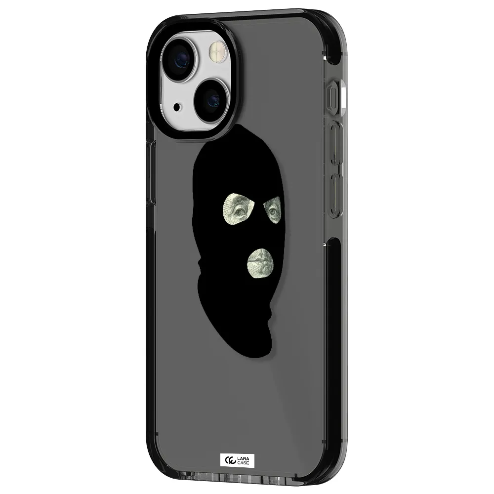 a person wearing a mask Apple iPhone 15 impact Smoke Black Case