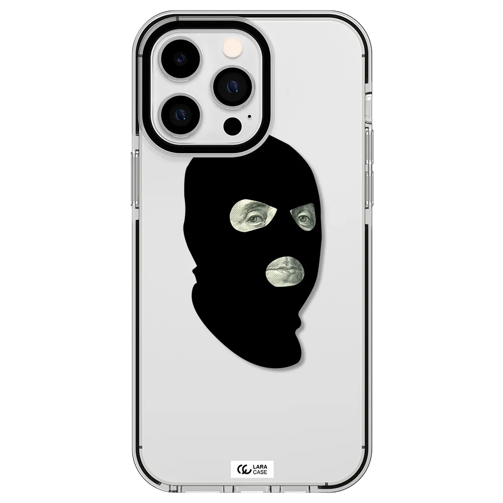 a person wearing a mask Apple iPhone 15 Pro Max impact black border Case