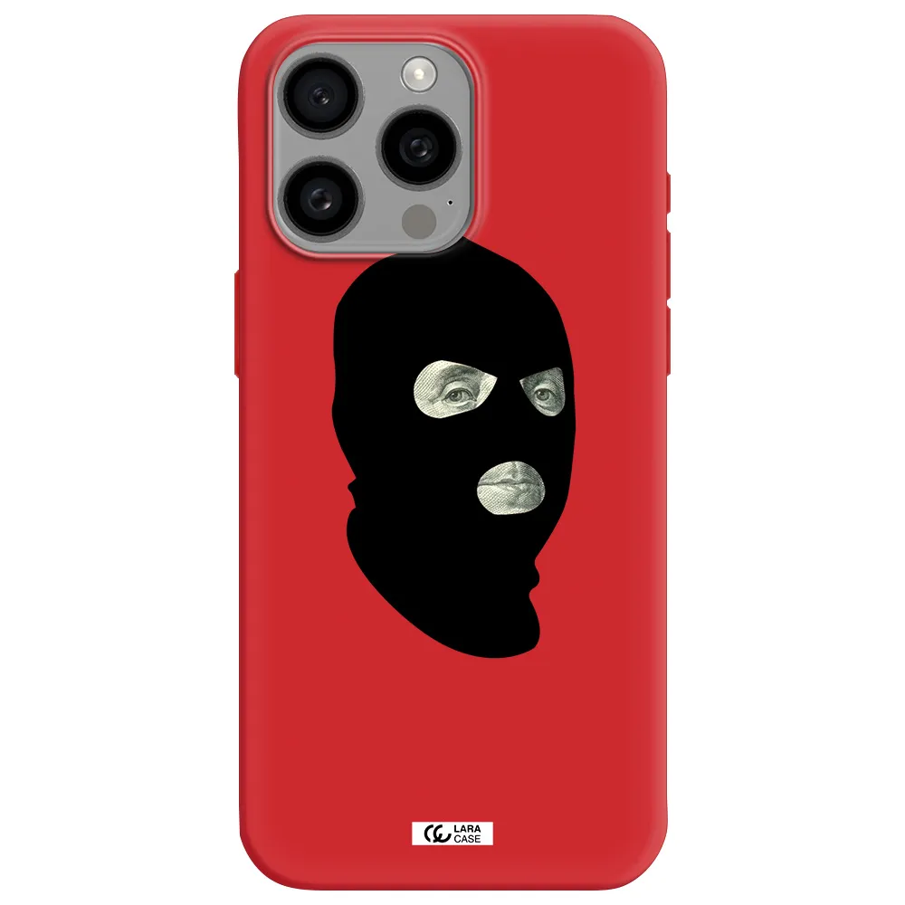 A Person Wearing A Mask Apple Iphone 15 Pro Max Silicone Imperial Red Case