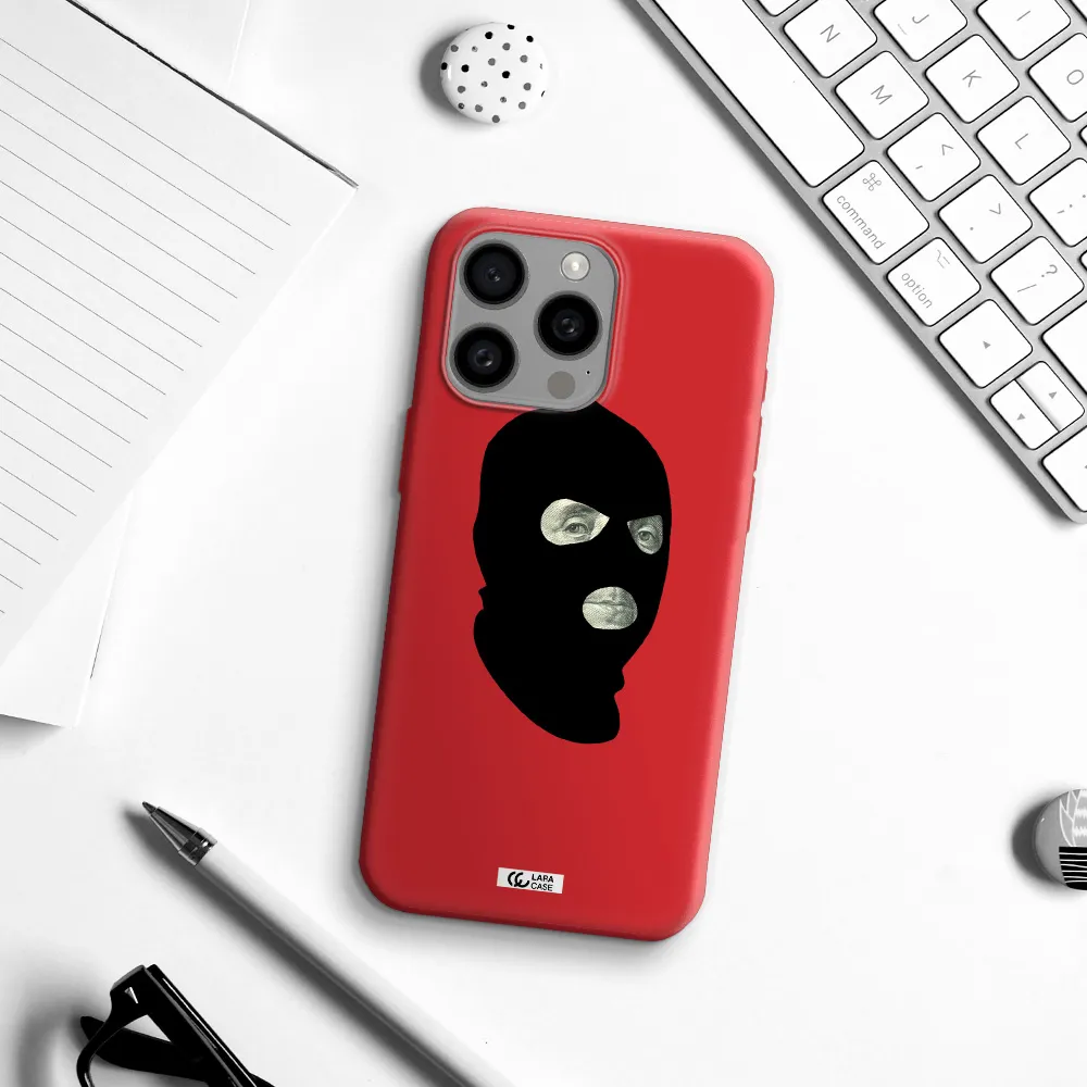 A Person Wearing A Mask Apple Iphone 15 Pro Max Silicone Imperial Red Case