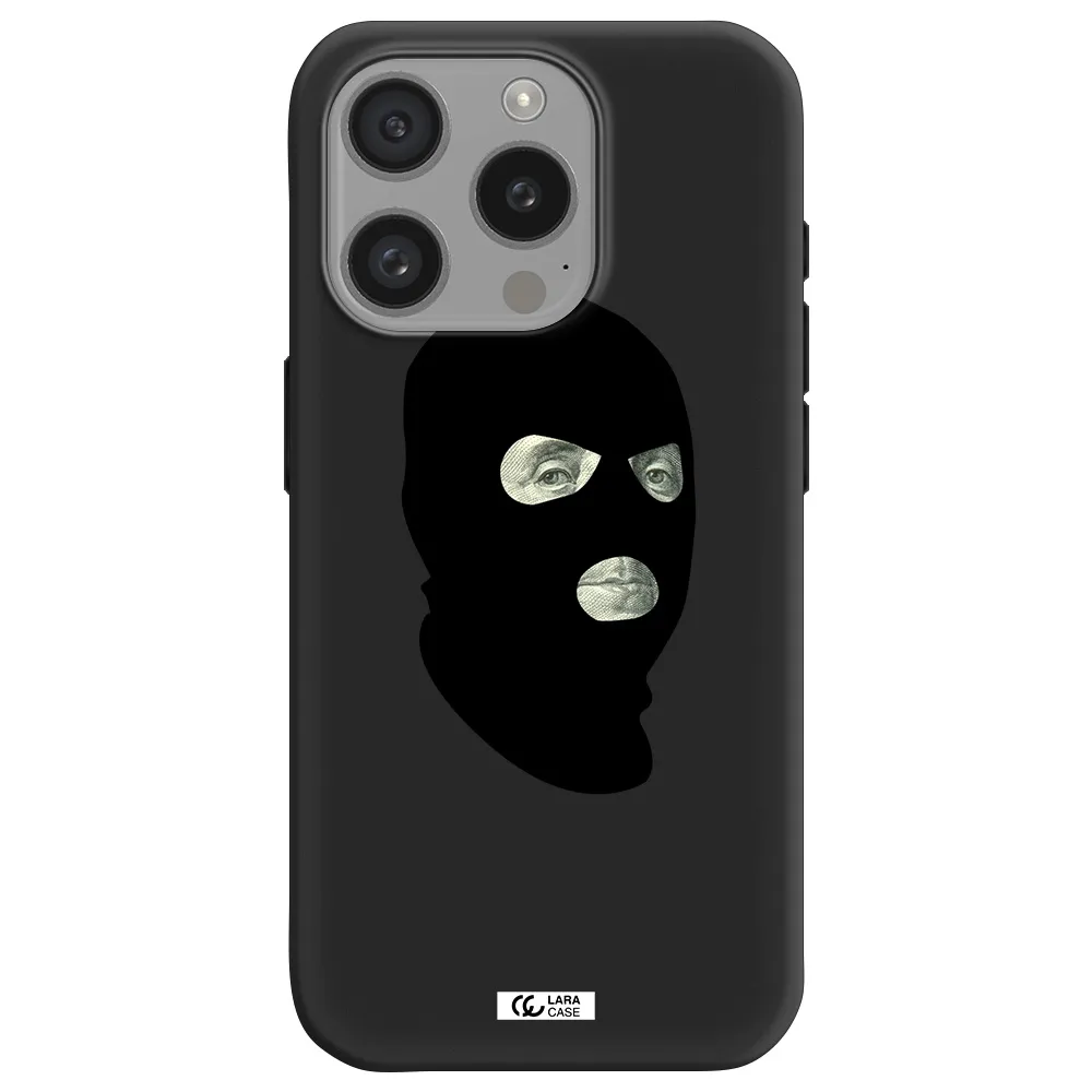 A Person Wearing A Mask Apple Iphone 15 Pro Silicone Black Case
