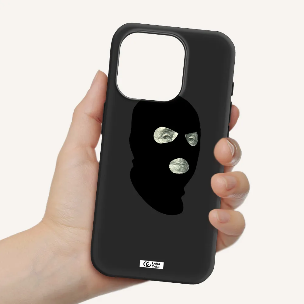 A Person Wearing A Mask Apple Iphone 15 Pro Silicone Black Case