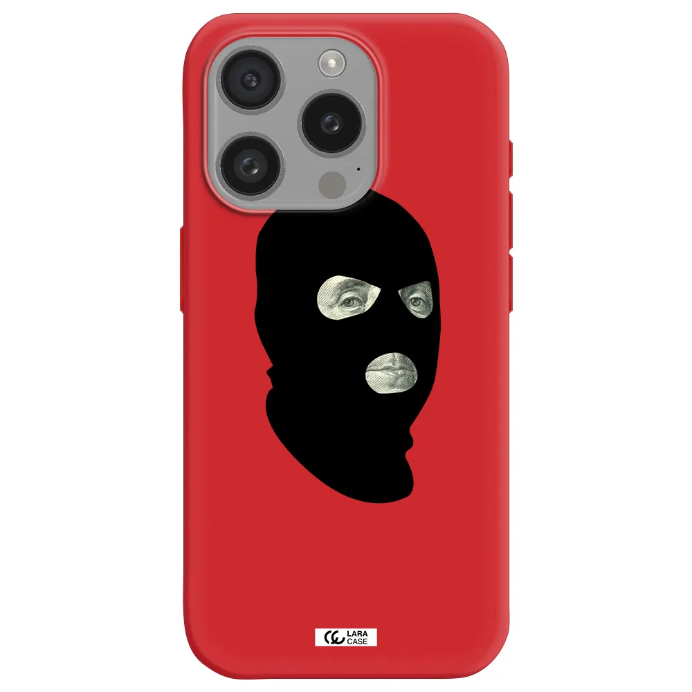 A Person Wearing A Mask Apple Iphone 15 Pro Silicone Imperial Red Case