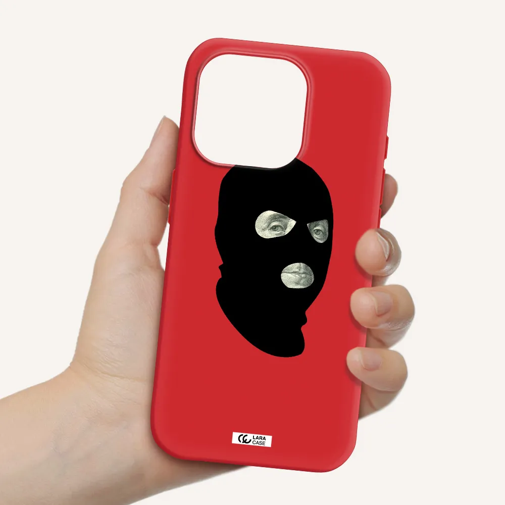 A Person Wearing A Mask Apple Iphone 15 Pro Silicone Imperial Red Case