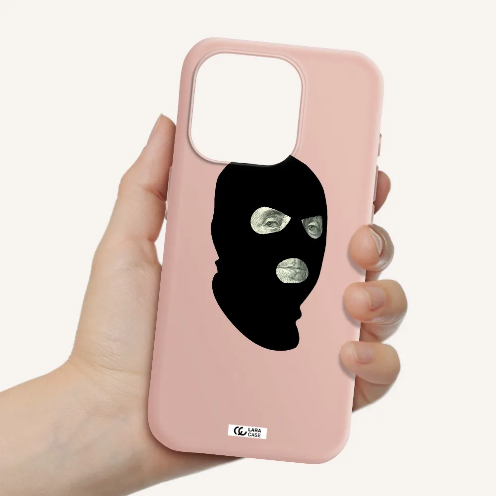 A Person Wearing A Mask Apple Iphone 15 Pro Silicone Pastel Pink Case
