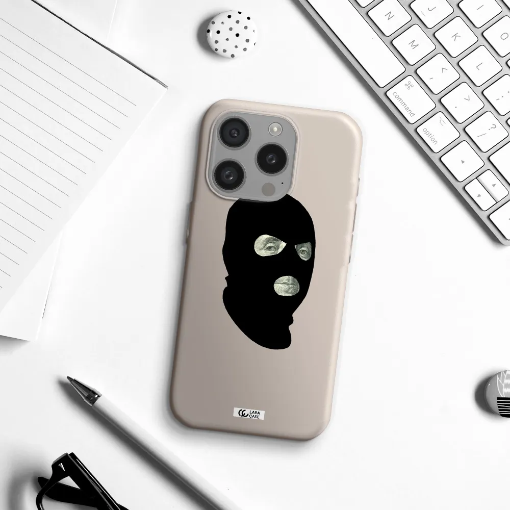 A Person Wearing A Mask Apple Iphone 15 Pro Silicone Stone Case