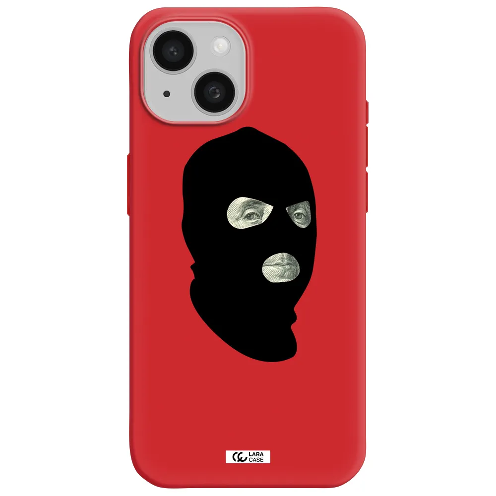 A Person Wearing A Mask Apple Iphone 15 Silicone Imperial Red Case