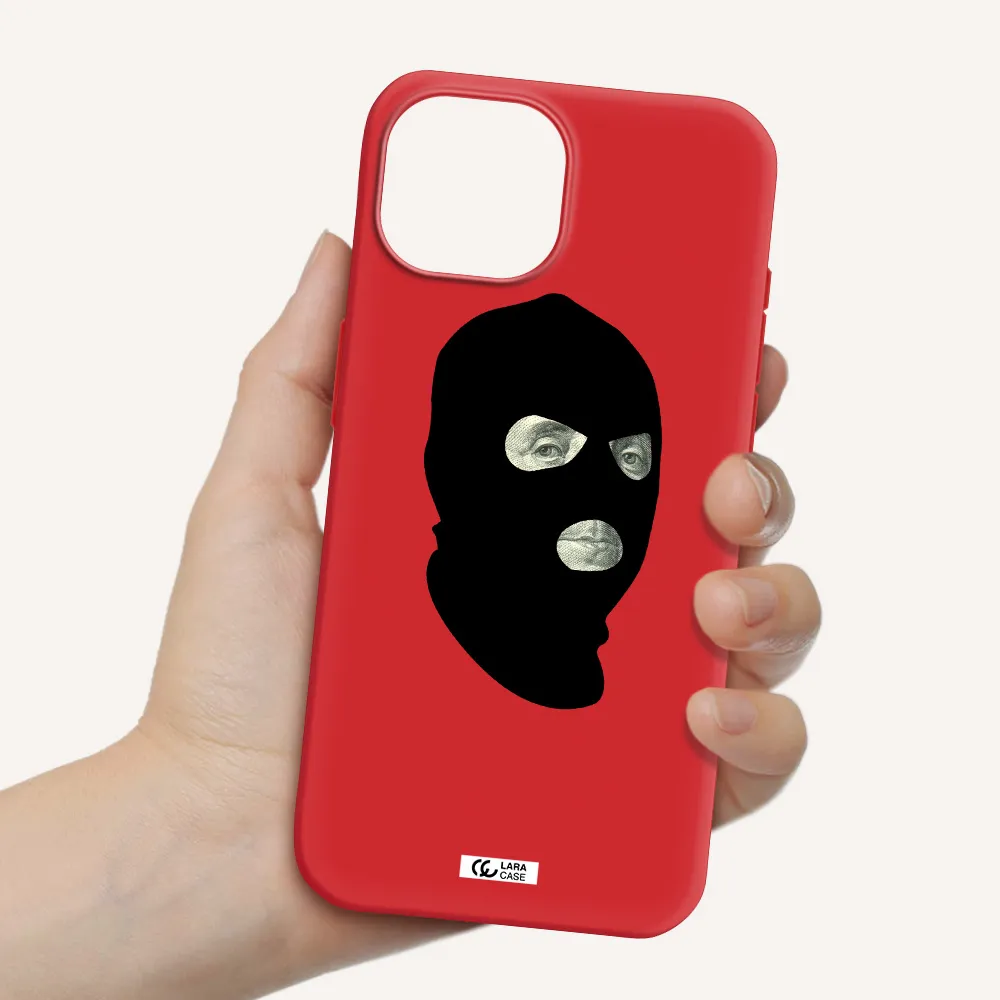 A Person Wearing A Mask Apple Iphone 15 Silicone Imperial Red Case