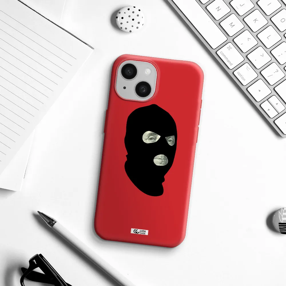 A Person Wearing A Mask Apple Iphone 15 Silicone Imperial Red Case
