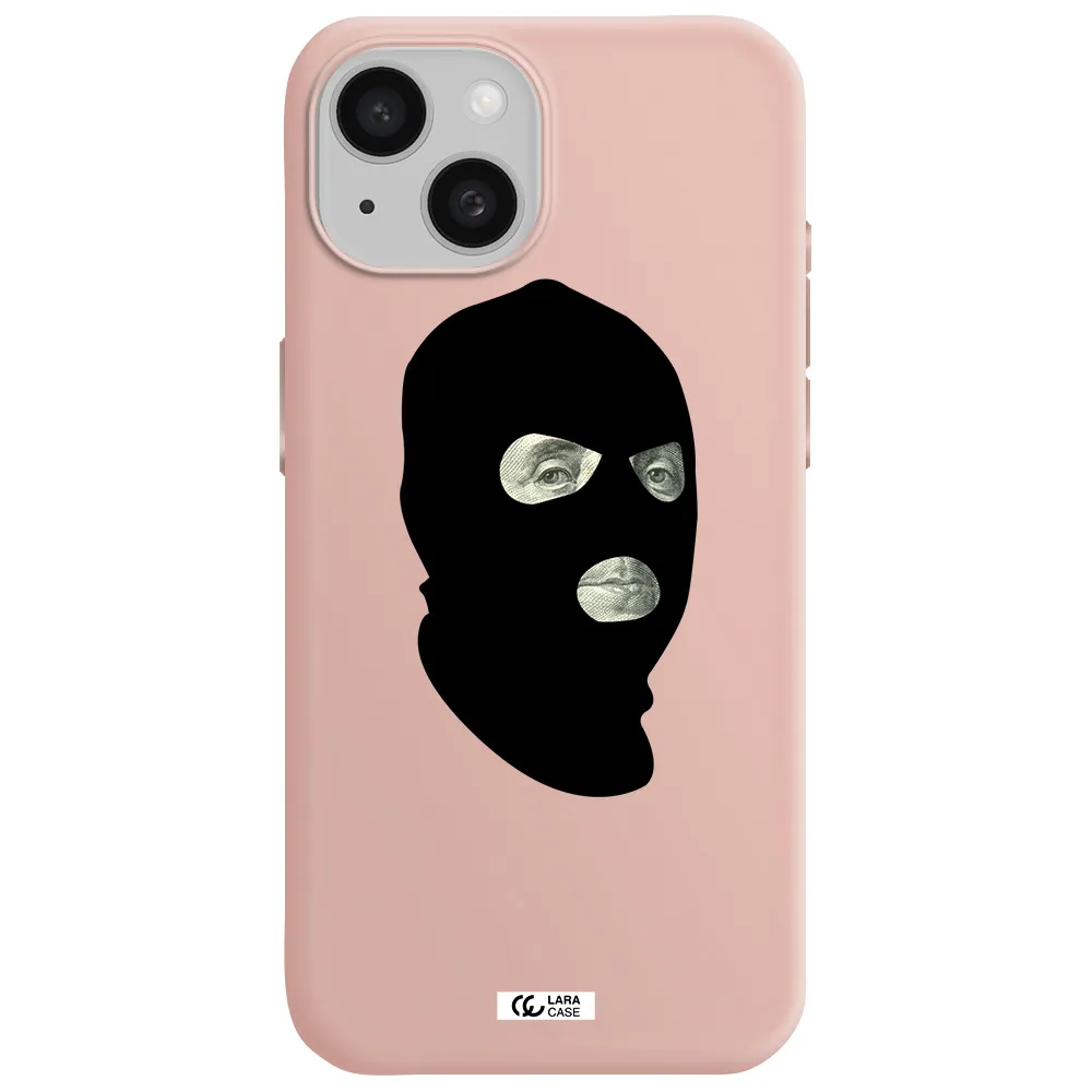 A Person Wearing A Mask Apple Iphone 15 Silicone Pastel Pink Case