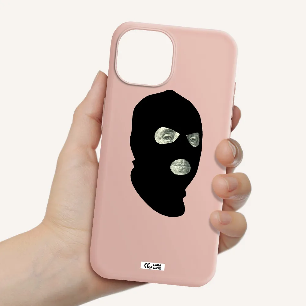 A Person Wearing A Mask Apple Iphone 15 Silicone Pastel Pink Case
