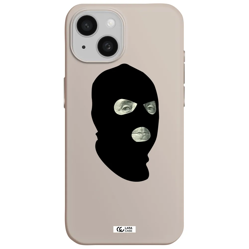 a person wearing a mask Apple iPhone 15 Silicone Stone Case