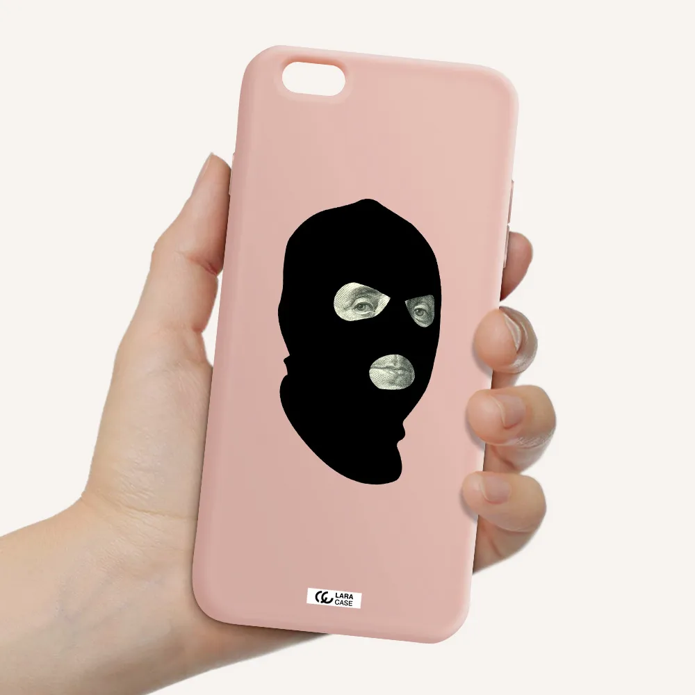 a person wearing a mask Apple iPhone 6 plus Silicone pastel pink Case