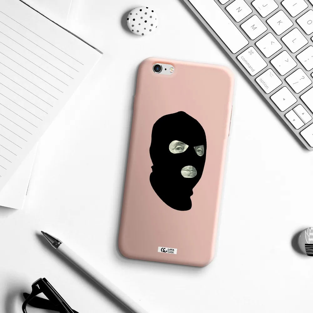 a person wearing a mask Apple iPhone 6 plus Silicone pastel pink Case