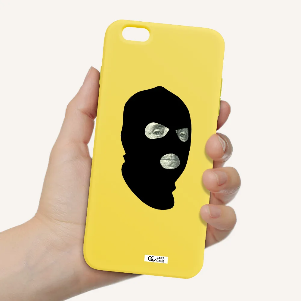a person wearing a mask Apple iPhone 6 s plus Silicone canary yellow Case