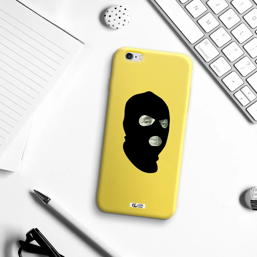 a person wearing a mask Apple iPhone 6 s plus Silicone canary yellow Case