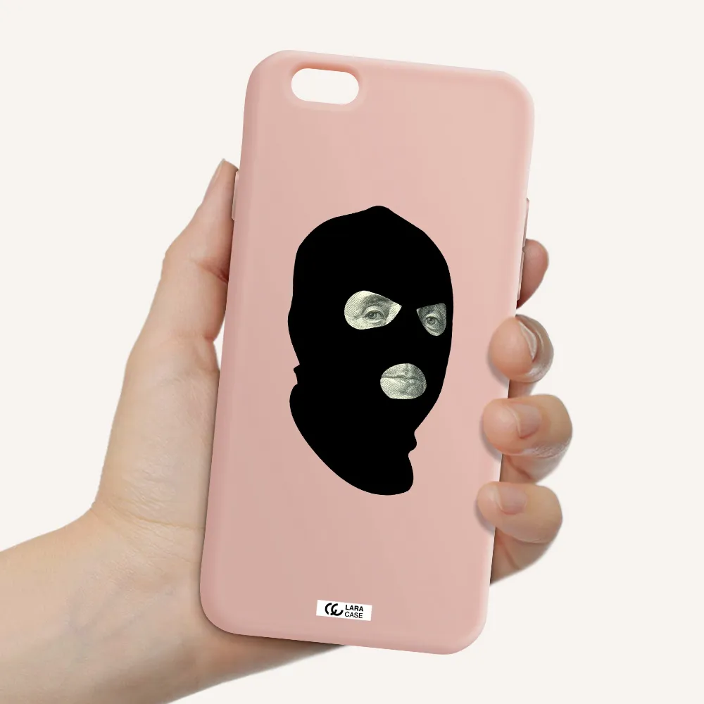 a person wearing a mask Apple iPhone 6 Silicone pastel pink Case
