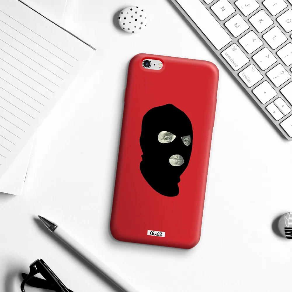 a person wearing a mask Apple iPhone 6S Silicone Imperial Red Case