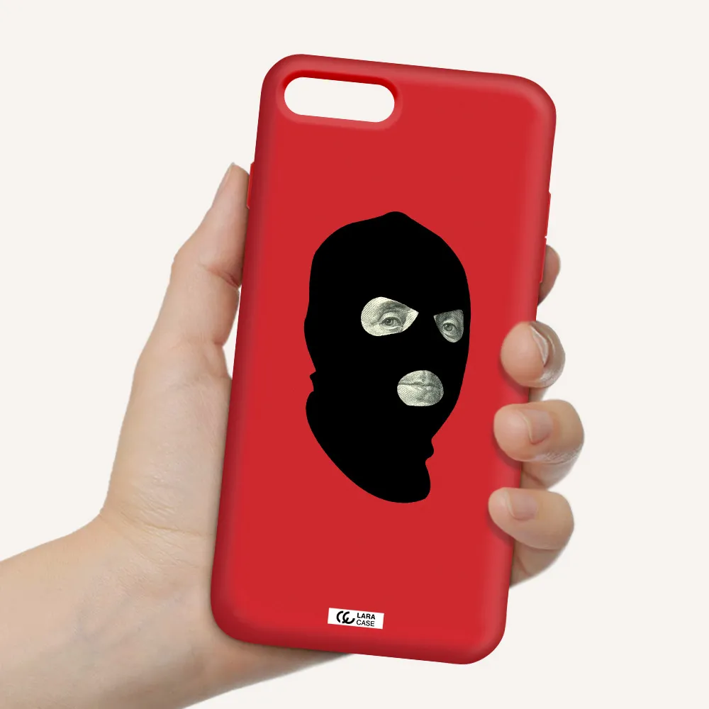 a person wearing a mask Apple iPhone 7 plus Silicone Imperial Red Case