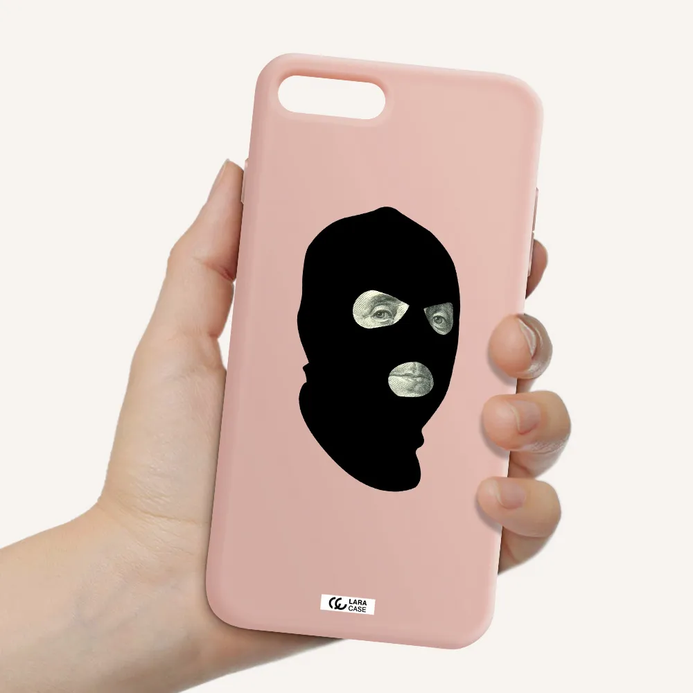 a person wearing a mask Apple iPhone 7 plus Silicone pastel pink Case