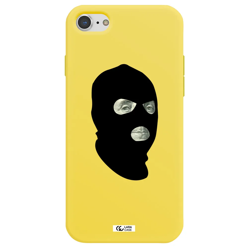 a person wearing a mask Apple iPhone 7 Silicone canary yellow Case