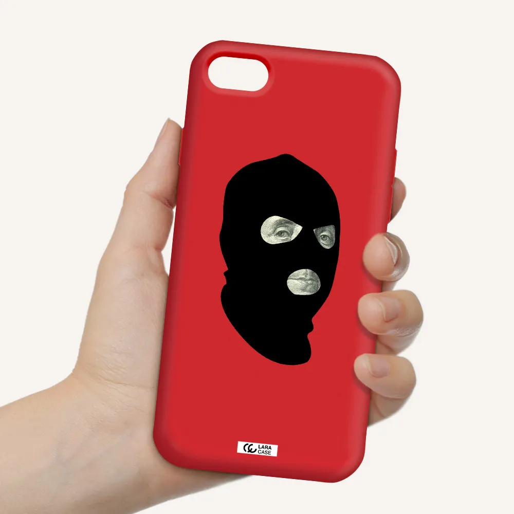 a person wearing a mask Apple iPhone 7 Silicone Imperial Red Case