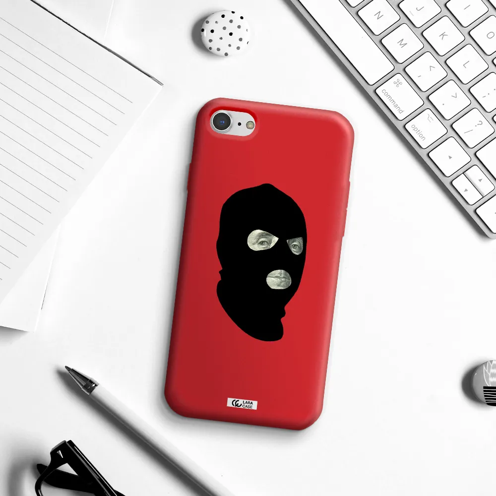 a person wearing a mask Apple iPhone 7 Silicone Imperial Red Case