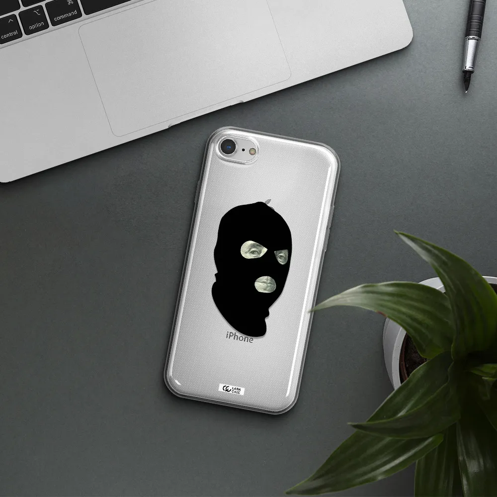 a person wearing a mask Apple iPhone 8 Clear TPU Case