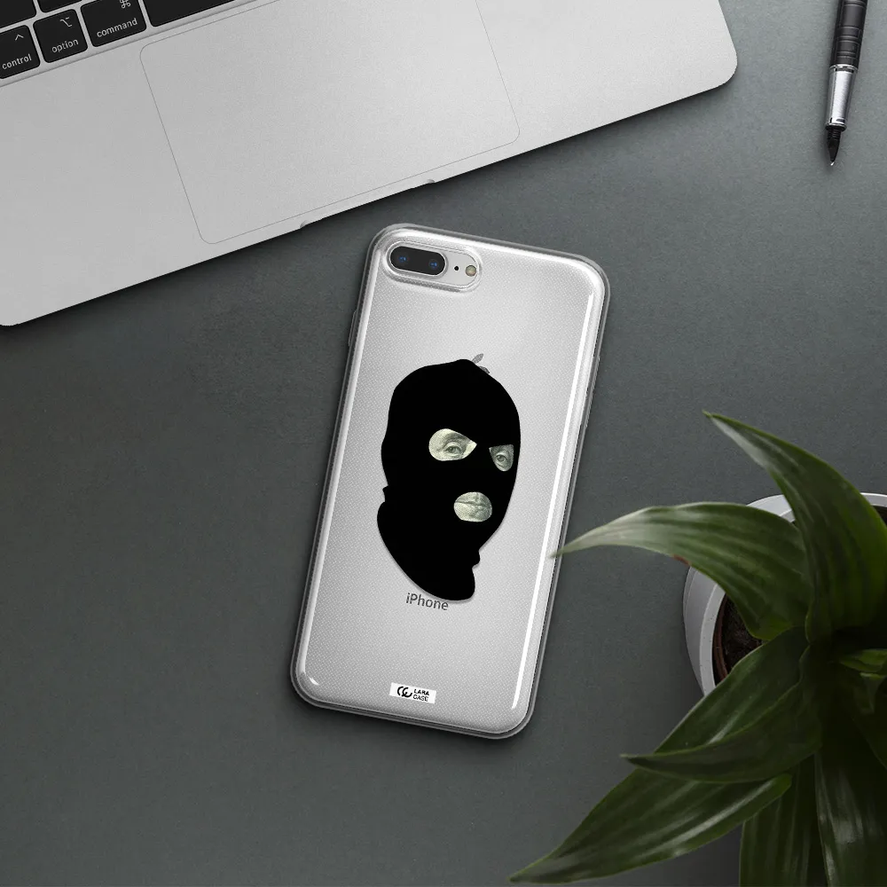 a person wearing a mask Apple iPhone 8 plus Clear TPU Case