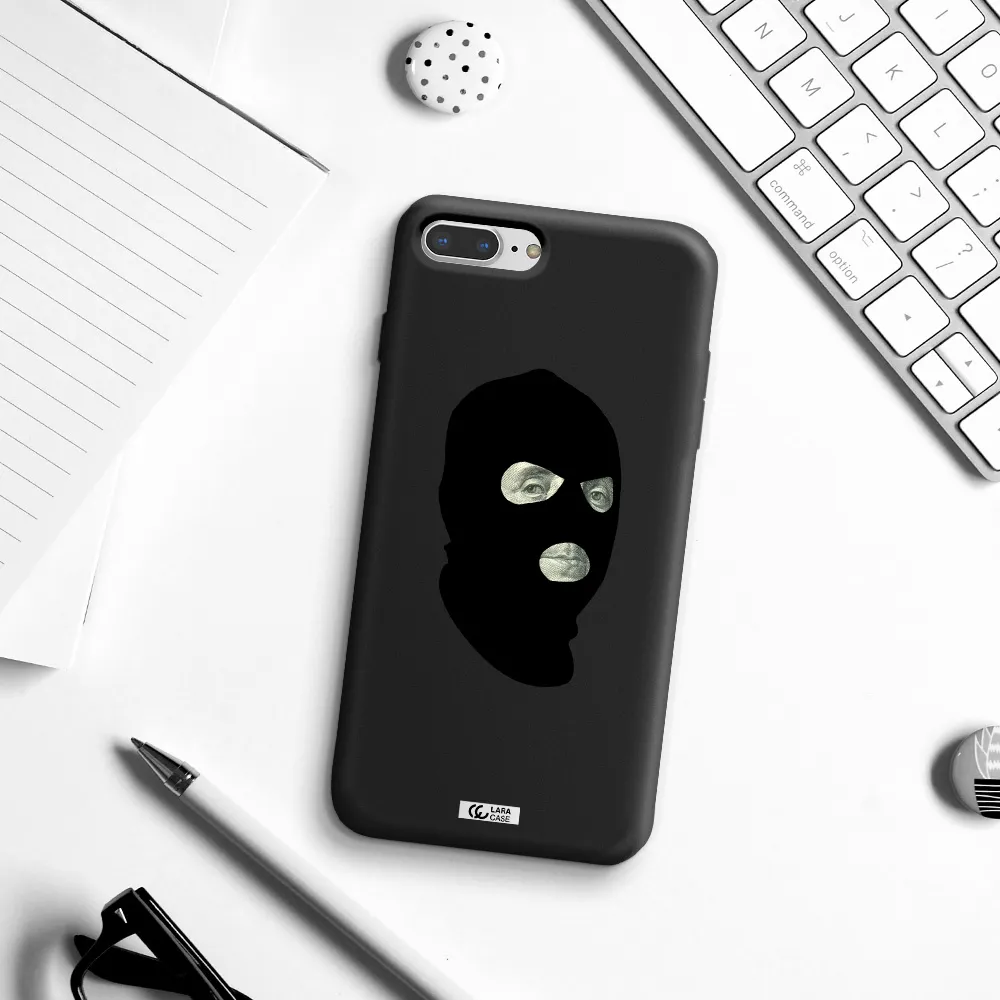 a person wearing a mask Apple iPhone 8 plus Silicone black Case