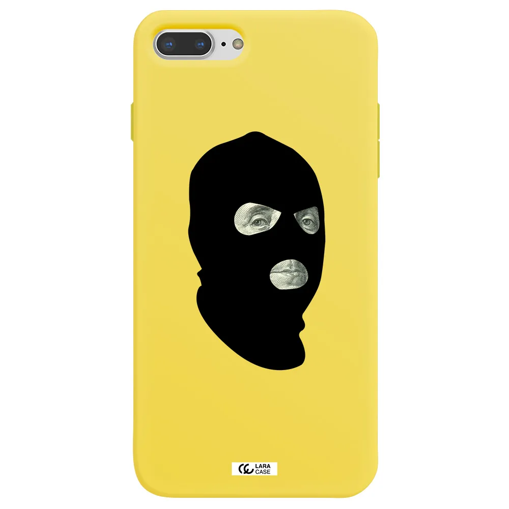 a person wearing a mask Apple iPhone 8 plus Silicone canary yellow Case