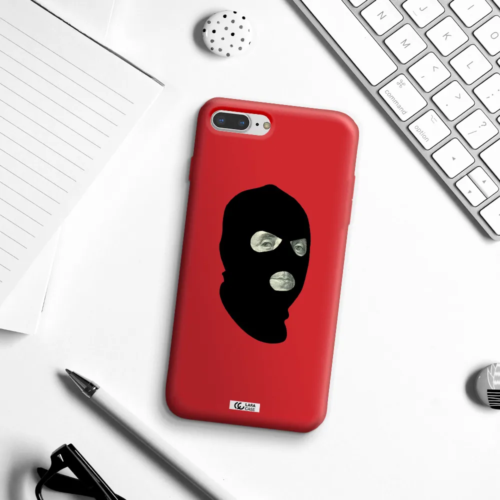 a person wearing a mask Apple iPhone 8 plus Silicone Imperial Red Case