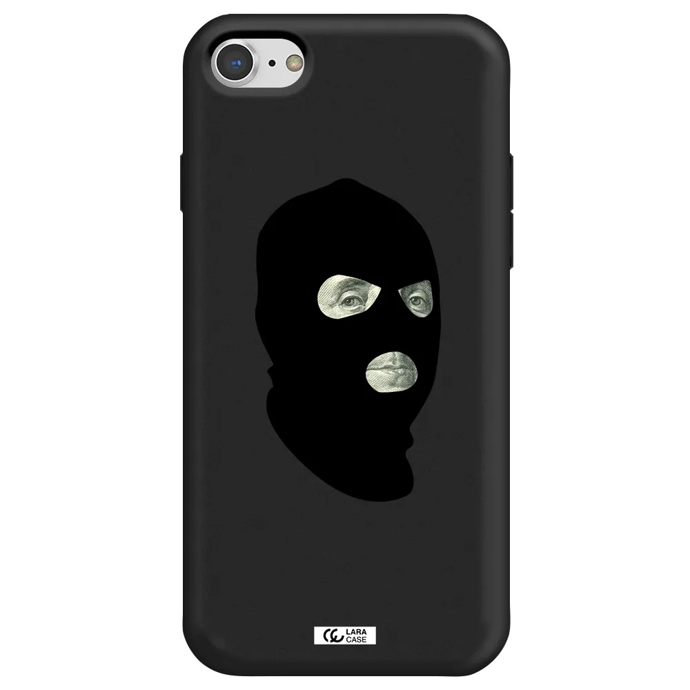 a person wearing a mask Apple iPhone 8 Silicone black Case