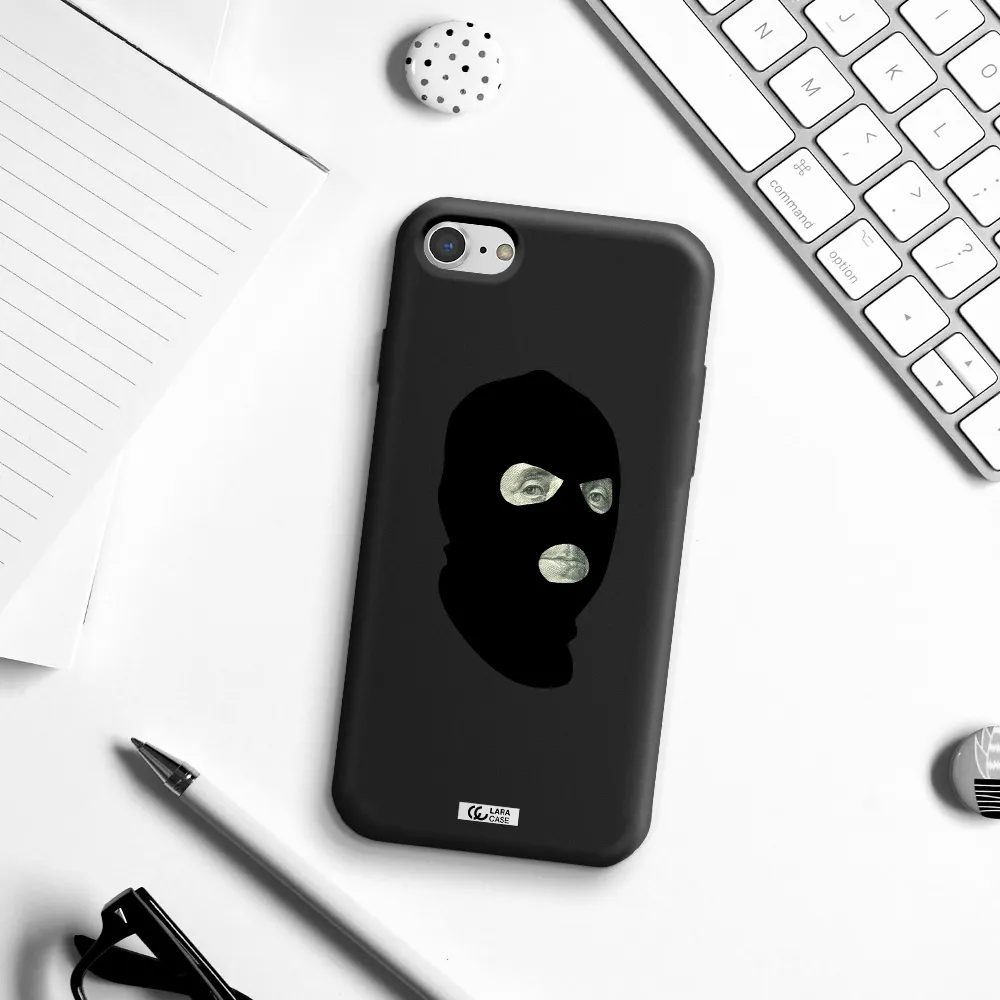 a person wearing a mask Apple iPhone 8 Silicone black Case