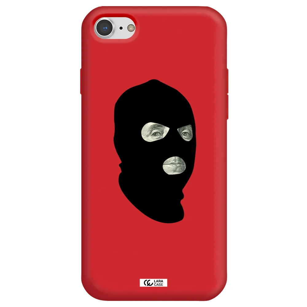 a person wearing a mask Apple iPhone 8 Silicone Imperial Red Case