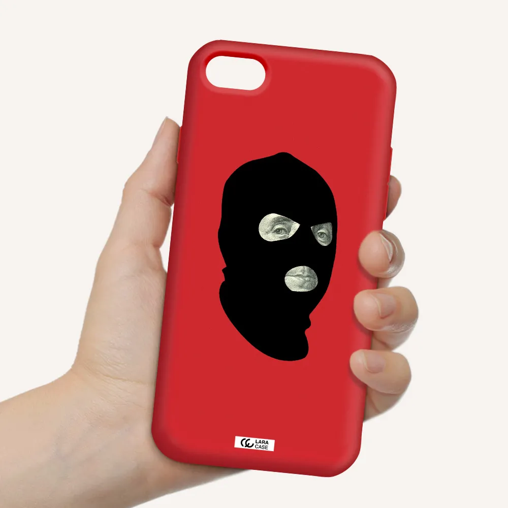 a person wearing a mask Apple iPhone 8 Silicone Imperial Red Case