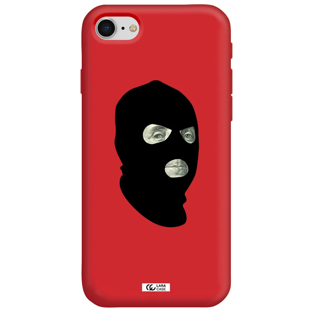 a person wearing a mask Apple iPhone se 2020 Silicone Imperial Red Case