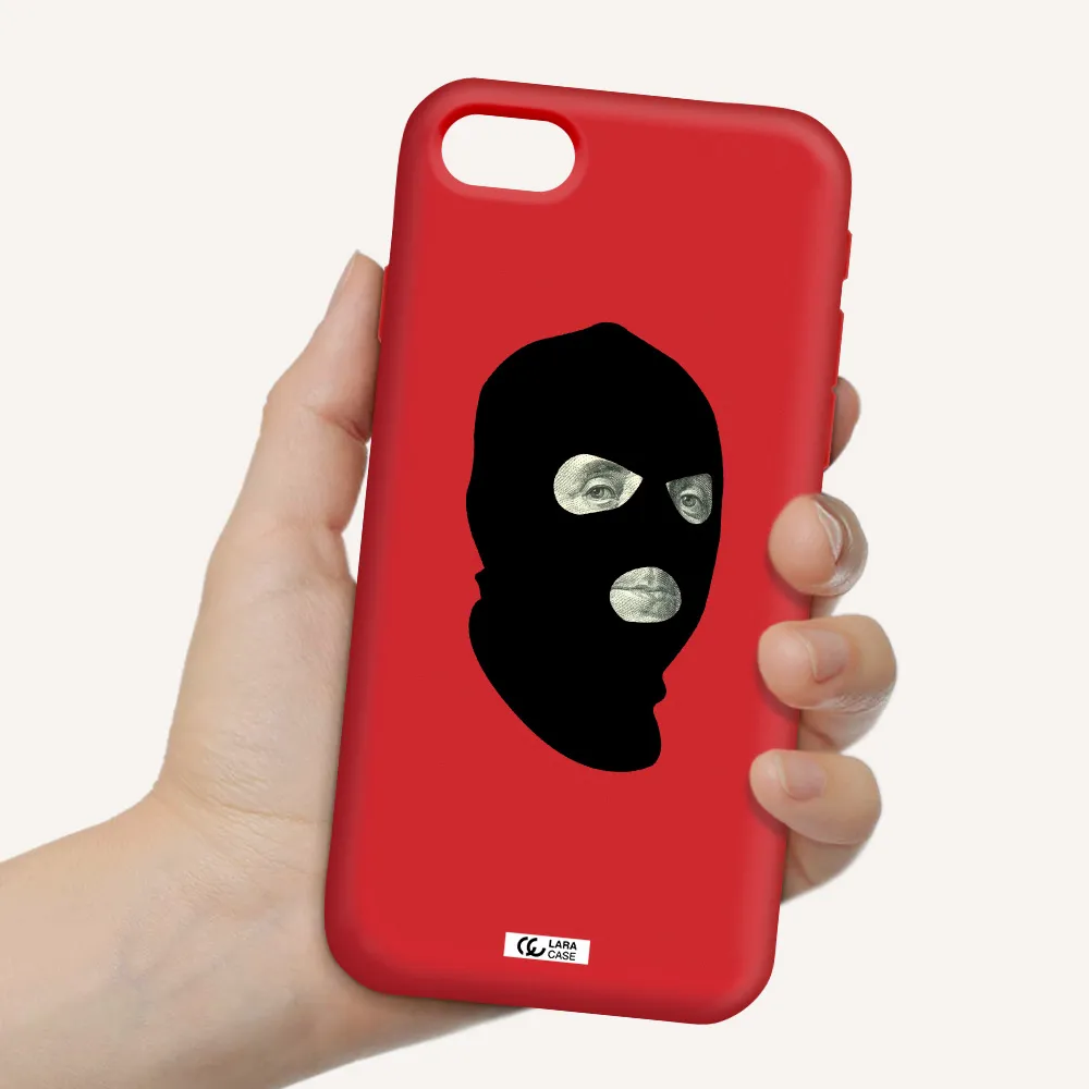a person wearing a mask Apple iPhone se 2020 Silicone Imperial Red Case