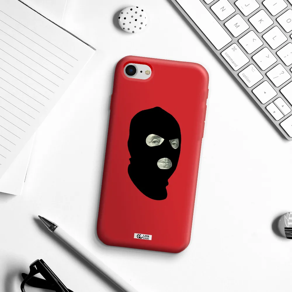 a person wearing a mask Apple iPhone se 2020 Silicone Imperial Red Case