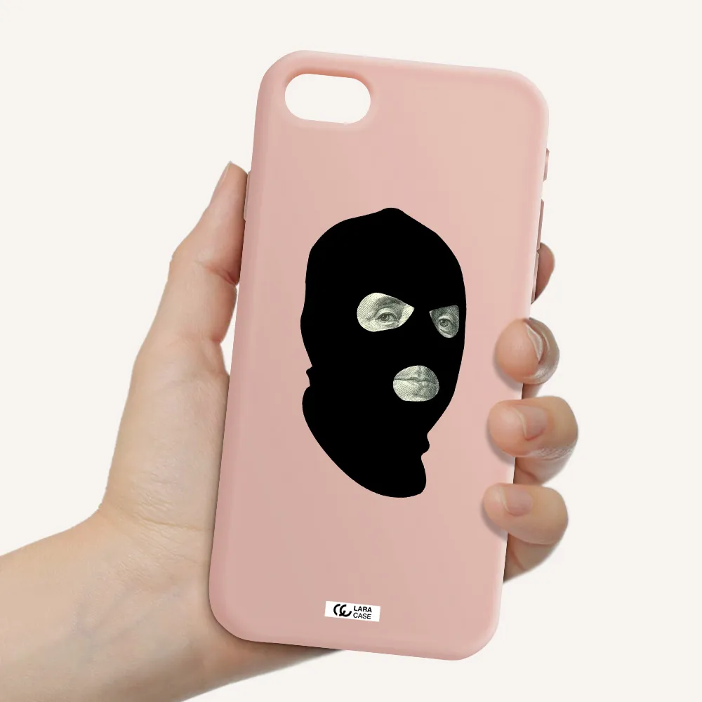 a person wearing a mask Apple iPhone se 2020 Silicone pastel pink Case