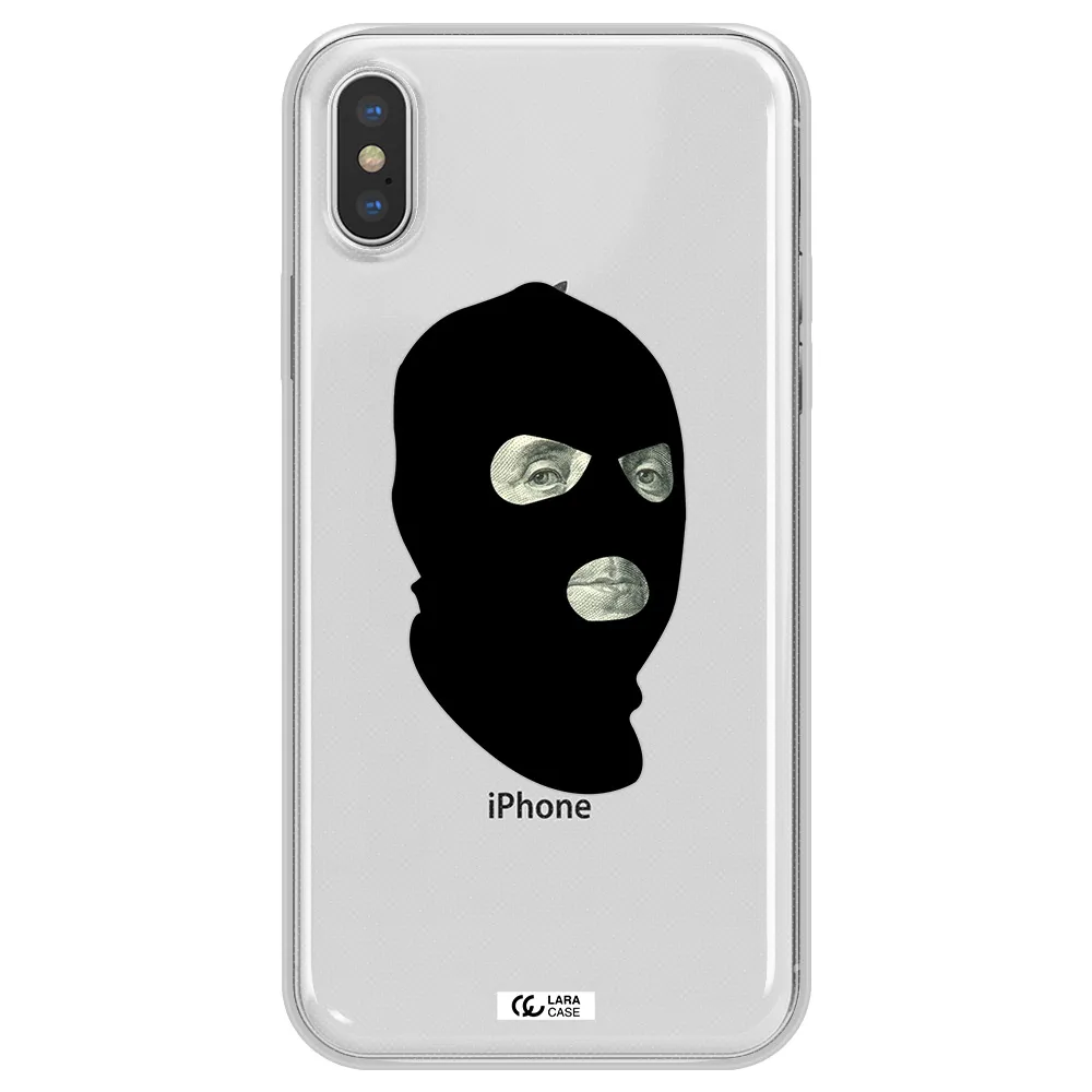 a person wearing a mask Apple iPhone X Clear TPU Case