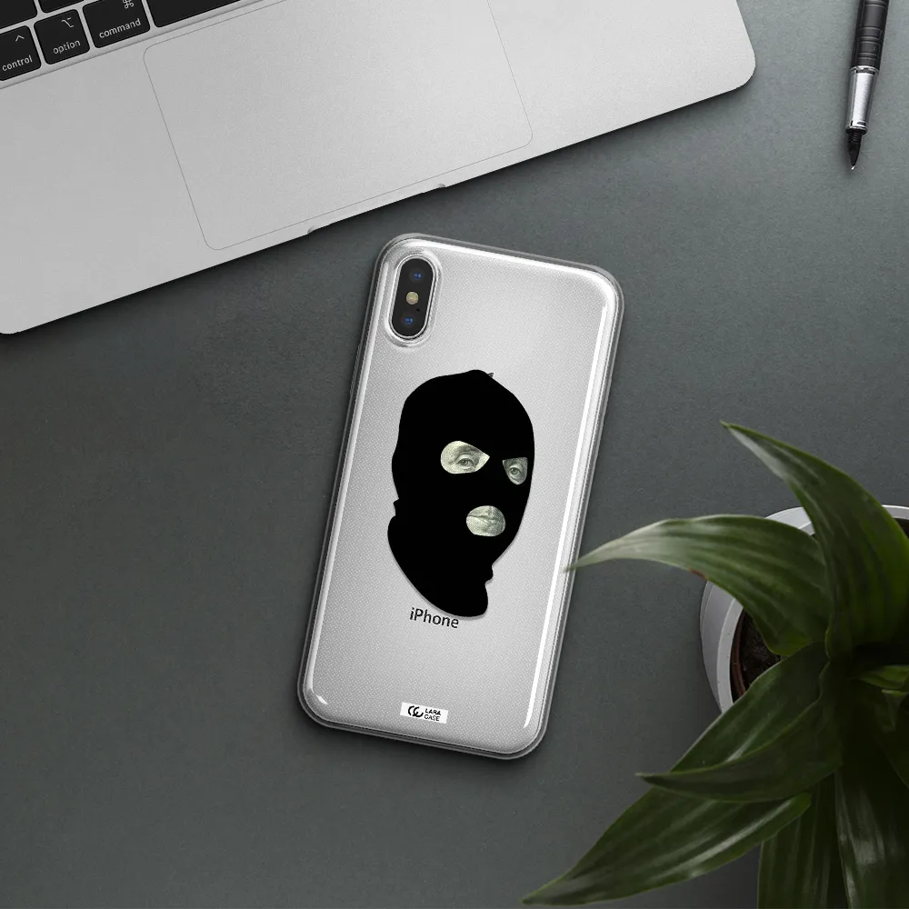 a person wearing a mask Apple iPhone X Clear TPU Case