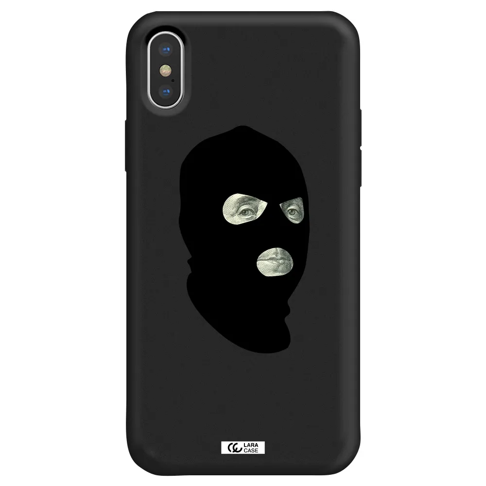 a person wearing a mask Apple iPhone X Silicone black Case