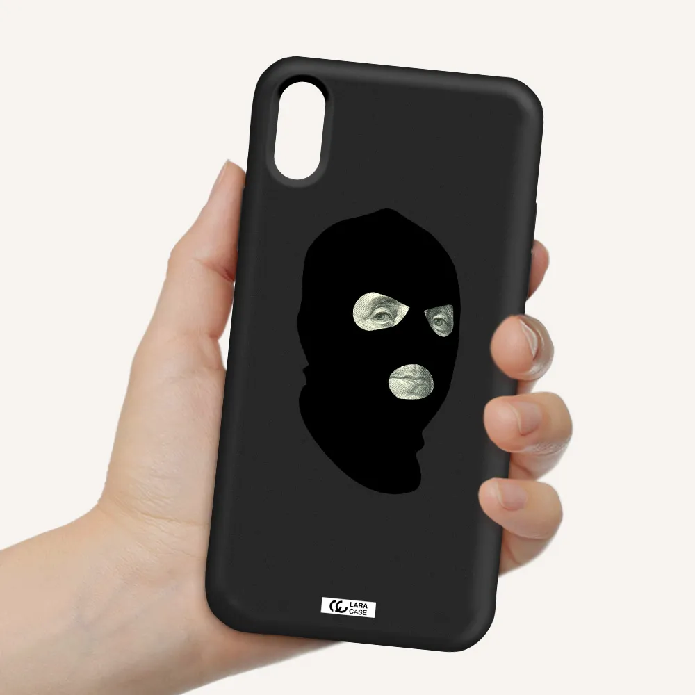 a person wearing a mask Apple iPhone X Silicone black Case