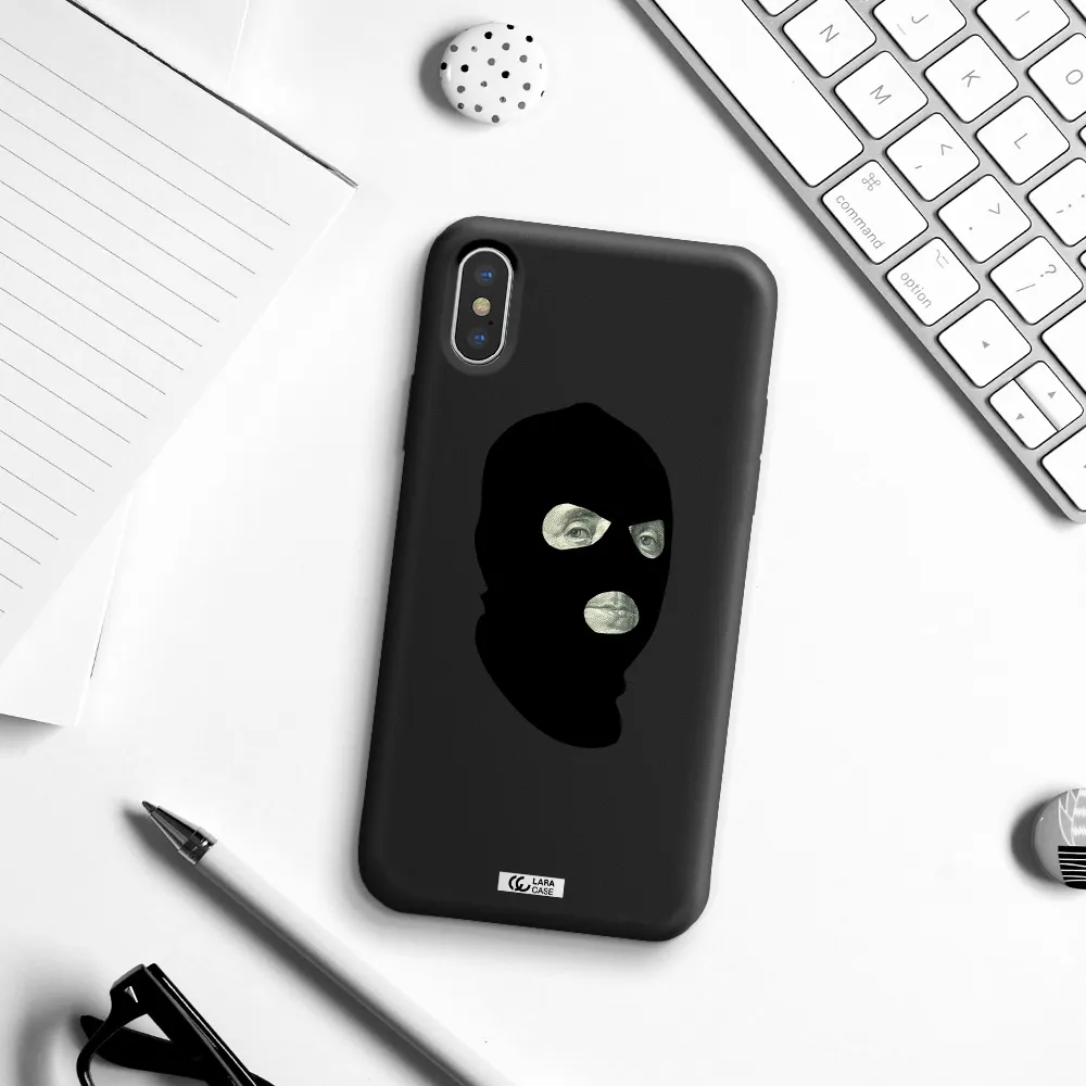 a person wearing a mask Apple iPhone X Silicone black Case