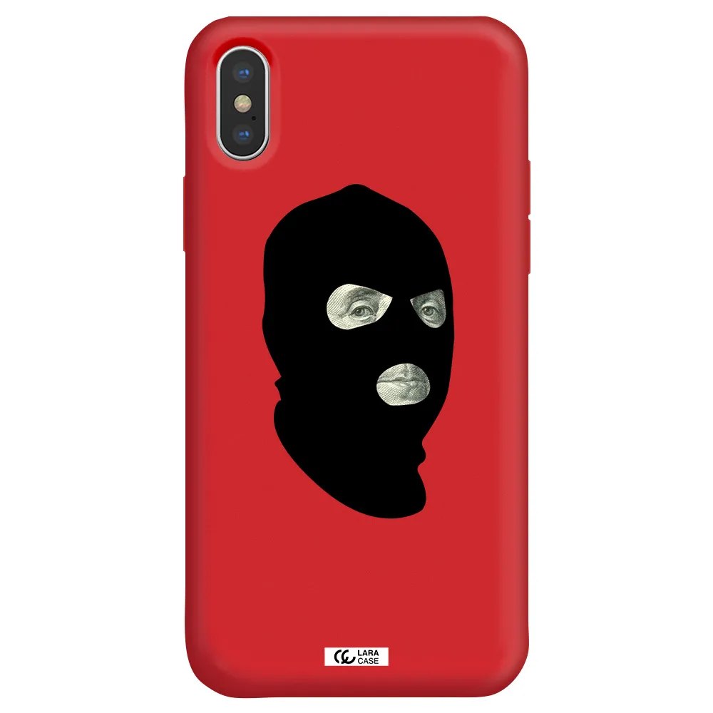 a person wearing a mask Apple iPhone X Silicone Imperial Red Case