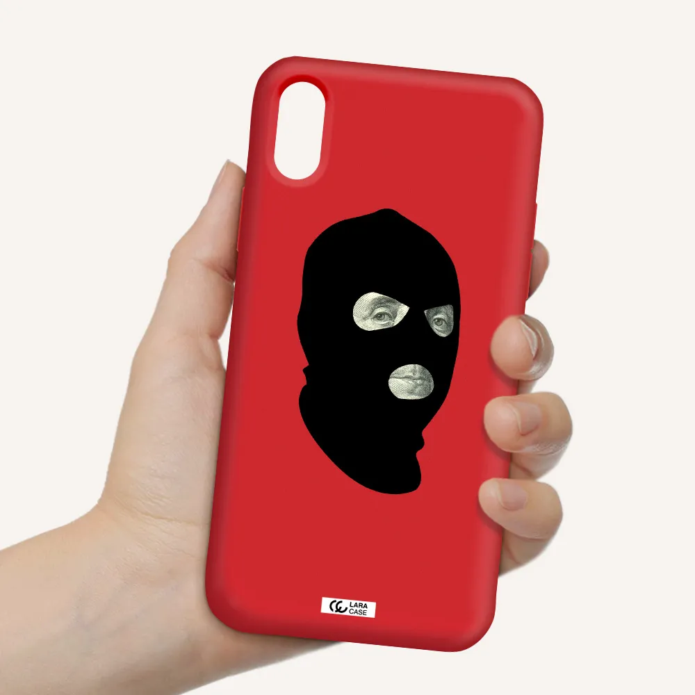 a person wearing a mask Apple iPhone X Silicone Imperial Red Case